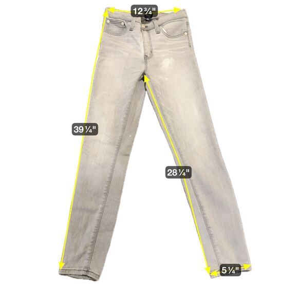 J. Crew Women's High Rise Skinny Jeans Stretch Denim Light Gray Size 26 - Picture 2 of 14